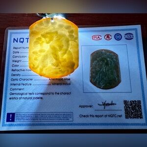 Certified Yellow Green Burma Natural A Jade jadeite pendant Tiger